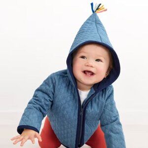 Hanna Andersson Baby Quilted Chambray Jacket, Light-Medium Wash (0-3 M)
